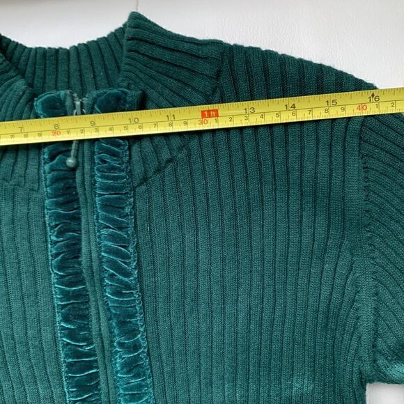 Coldwater Creek Full Zip Velor Trim Mock Neck Cardigan Sweater Size S - Picture 3 of 6